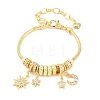 Brass Micro Pave Clear Cubic Zirconia European Beads Charm Bracelets BJEW-F528-04G-3