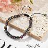 Adjustable Natural Tourmaline and Non-magnetic Synthetic Hematite Braided Bead Bracelets BJEW-Z090-01J-1