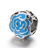 Large Hole Rose Flower Alloy Enamel European Beads MPDL-L013-01E-2