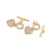 Brass Micro Pave Clear Cubic Zirconia Toggle Clasps KK-S354-295A-01-NF-3