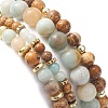 Natural Flower Amazonite & Picture Jasper Beaded Stretch Bracelets Sets with Non-Magnetic Synthetic Hematite BJEW-JB09280-6