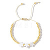 Brass & White Shell Star Braided Bead Bracelets for Women HJ6484-1-1