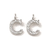 Initial Letter Brass Micro Pave Cubic Zirconia Pendants ZIRC-F008-C-1