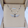 Brass Micro Pave Clear Cubic Zirconia Angel Wing Heart Pendant Necklaces FS-WG253B6-02-1