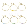 Dyed Natural White Jade & Freshwater Shell Beads Link Bracelets BJEW-JB13683-3
