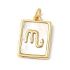 Brass Pave Natural White Shell Pendants KK-S522-09G-K-1