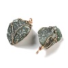 Raw Rough Natural Green Aventurine Copper Wire Wrapped Big Pendants G-B077-01G-05-2