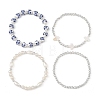 4Pcs 4 Styles Printed Porcelain Beads & Synthetic Hematite Beads & Shell Beads & ABS Plastic Pearl Stretch Bracelets Sets for Women BJEW-JB14203-01-3