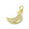Moon Theme Brass Micro Pave Clear Cubic Zirconia Charms KK-H475-57G-06-2
