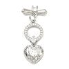 Brass Micro Pave Clear Cubic Zirconia Toggle Clasps KK-F934-05P-1
