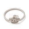 304 Stainless Steel Halloween Pumpkin Finger Ring for Women RJEW-K239-02P-1