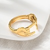 304 Stainless Steel Rock & Roll Hand Gesture Cuff Rings for Women Men RJEW-B118-02G-3