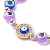 Evil Eye Resin Bead & Flat Round Alloy Rhinestone Braided Beaded Bracelets for Girl Women BJEW-JB08740-01-4