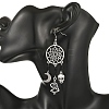 Halloween 304 Stainless Steel & Alloy & Glass Skull & Skeleton & Moon Dangle Earrings EJEW-TA00831-2