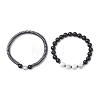 2Pcs Narutal & Synthetic Mixed Gemstone Beads Stretch Bracelets BJEW-JB12720-01-4