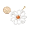 Flower Natural Carnelian & Glass Seed Beads Pendant Decorations HJEW-TA00243-3