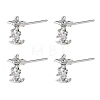 SHEGRACE Apple Brass Micro Pave Clear Cubic Zirconia Stud Earrings XGRQ4N144-715P-1