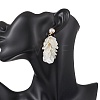 Petaline Brass ABS Plastic Imitation Pearl Dangle Stud Earrings EJEW-TA00777-2