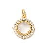 Flat Round Rack Plating Brass Micro Pave Clear Cubic Zirconia Pendants KK-G504-16G-1