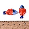 Hand Painted Fish Shaped Porcelain Beads PORC-N013-06G-3