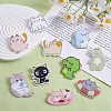 13Pcs 13 Style Dinosaur & Cat & Frog Acrylic Brooch Pin JEWB-SZ0001-83-3