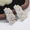 304 Stainless Steel Folds Stud Earrings EJEW-Z084-03GP-02-2