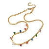 304 Stainless Steel Flat Snake Chain Necklaces with Square Cubic Zirconia NJEW-P355-02G-02-4