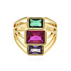 Colorful Cubic Zirconia Triple Rectangle Open Cuff Ring X-RJEW-N037-013-02LG-1