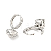 Heart Brass Micro Pave Clear Cubic Zirconia Huggie Hoop Dangle Earrings for Women AJEW-U003-01P-2