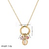 Brass Pave Cubic Zirconia Oval Flower Birth Stone Penant Necklaces with Synthetic Opal for Women WG88A4B-02-3