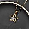 304 Stainless Steel Crystal Rhinestone Double Star Pendant Cable Chain Necklaces NJEW-Z056-02B-G-2