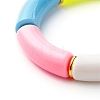 Chunky Curved Tube Acrylic Beads Stretch Bracelet for Girl Women BJEW-JB06684-03-5