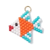 Glass Seed Beaded Fish Pendants PALLOY-MZ01219-02-1