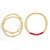 3 Pcs Birthstone Glass Imitation Quartz Brass Bead Bracelet KF1017-7-1