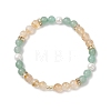 Natural Green Aventurine & Citrine & Shell Pearl Round Beads Stretch Bracelets for Women BJEW-JB12229-01-2
