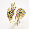 Brass Micro Pave Cubic Zirconia Cuff Rings RJEW-S044-045-1