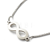 Infinity Symbol Charm Adjustable Slider Bracelet for Men Women BJEW-JB06688-02-4