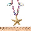 304 Stainless Steel Starfish Sun Heart & Ceramic Fish Flower Pendant Printed Polyester Cord Necklaces for Women NJEW-A063-08G-4