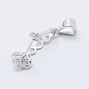 Anti-Tarnish Rhodium Plated 925 Sterling Silver Micro Pave Cubic Zirconia Pendant Bails X-STER-E054-13P-2