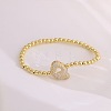 Brass Micro Pave Clear Cubic Zirconia Beaded Stretch Bracelets for Women FS-WGB95F4-14-1