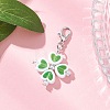 Clover Plastic with ABS Plastic Imitation Pearl Pendant Decorations HJEW-JM04655-1