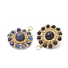 Natural Mixed Gemstone Faceted Round & Gold Glass Seed Beaded Pendants PALLOY-MZ01323-2