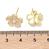Flower Brass & ABS Plastic Pearl Stud Earrings EJEW-P336-07G-01-5