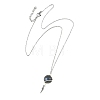 Natural Labradorite Round Bead Pendant Necklaces NJEW-TA00255-3