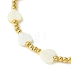 Natural Shell Heart & Brass Beaded Bracelet for Women BJEW-TA00358-2