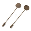 Brass Flat Stick Lapel Pins Round Base Settings Brooch Findings KK-H283-01AB-01-1