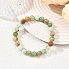 Natural Green Quartz Round Beads Stretch Bracelets for Women Men BJEW-JB13862-2