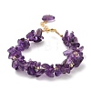 Natural Amethyst Chip Beaded Bracelets for Women BJEW-F478-01B-1