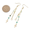 Cross 304 Stainless Steel Dangle Earrings EJEW-JE06779-5