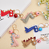 5Pcs 5 Colors Cartoon Cute Bell Dinosaur Keychain KEYC-CA0001-50-5